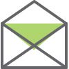 Simple icon of an open envelope with a green letter inside.